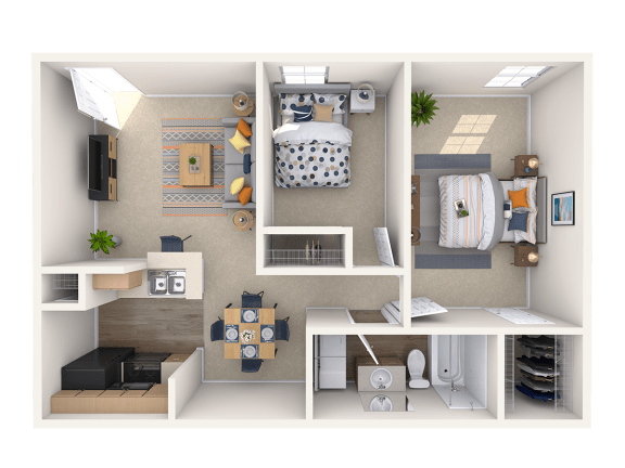 B1, 2 br, 1 ba, 804 sq. ft.