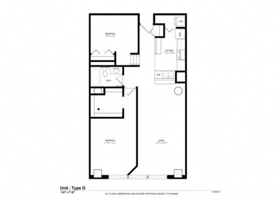 1 Bed - 1 Bath |863 sq ft floorplan at Cosmopolitan Apartments, Minnesota