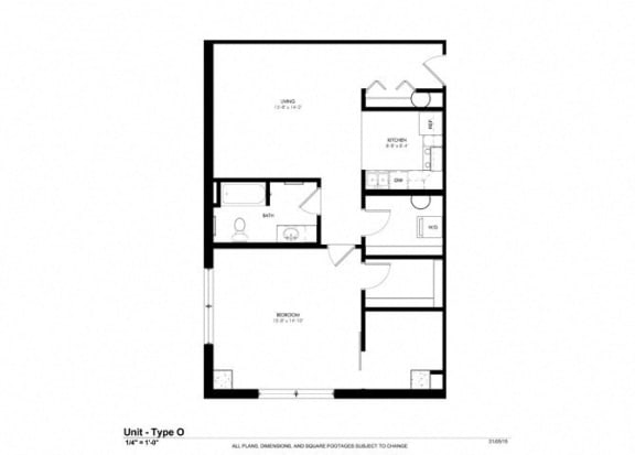 2 Bedroom 2 Bathroom Floor Plan at Cosmopolitan Apartments, Minnesota