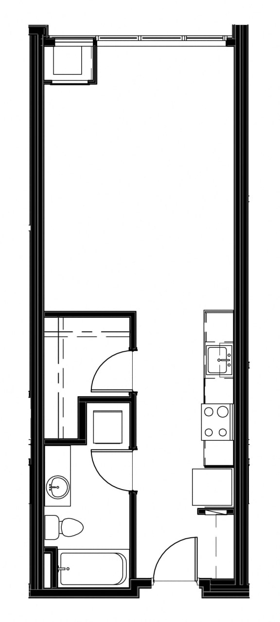 Studio |535 sq ft at Astro Apartments, Seattle, WA, 98109