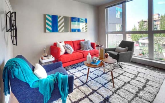 Modern Living Room at Astro Apartments, Seattle, WA