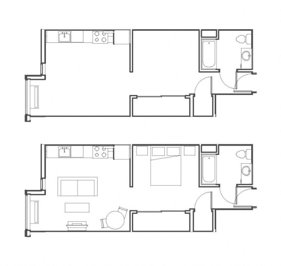 Studio 504 sq ft floorplan