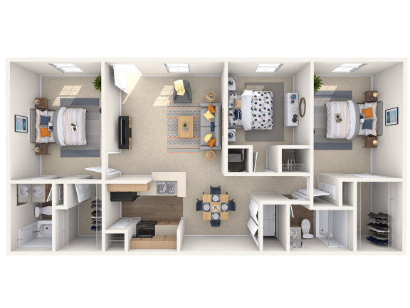 C1, 3 br, 2 ba, 1176 sq. ft.