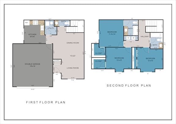 A floor plan of a house with a first and second floor.