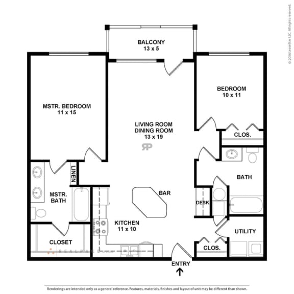 Biloxi_MS_Apartment_Oceanaire_1 bedroom 1 bath 2D