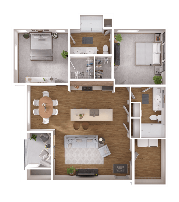 Floor Plan  2 Bedroom/2 Bath Zerzura Apartments Las Vegas Nevada