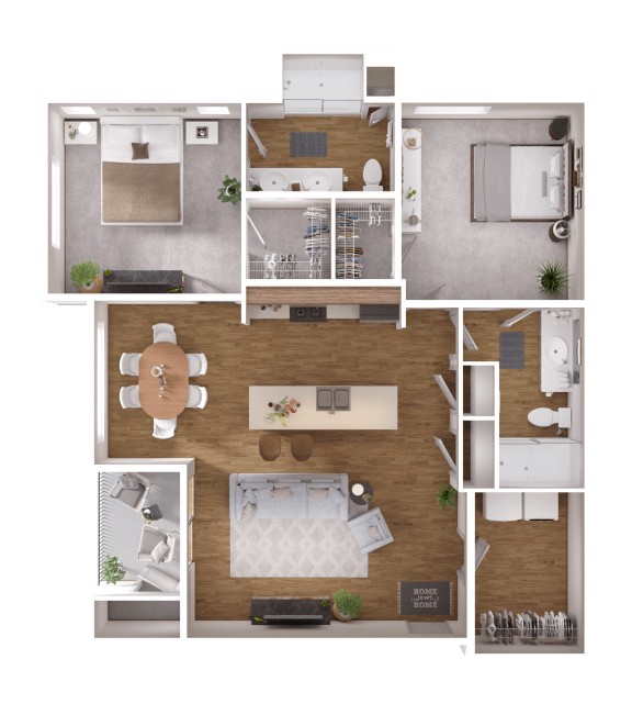 Floor Plan  2 Bedroom/2 Bath Zerzura Apartments Las Vegas Nevada