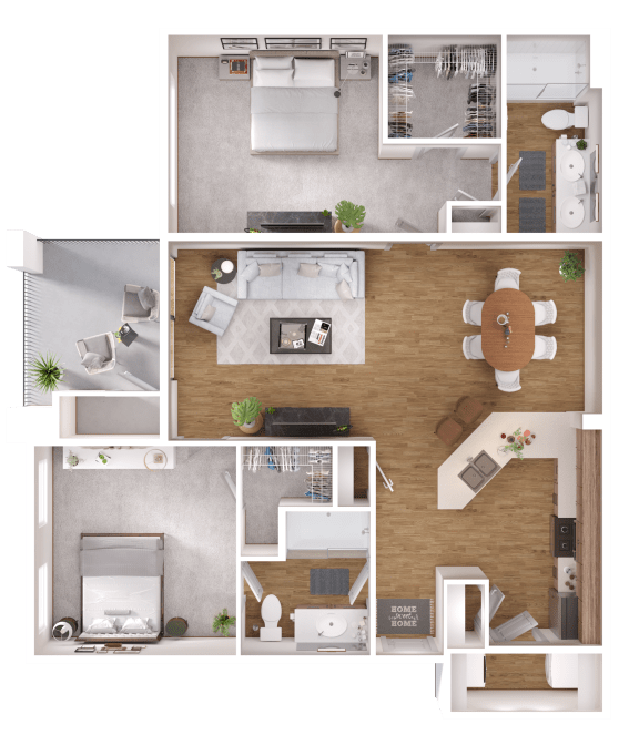Floor Plan  2 Bedroom/2 Bath Zerzura Apartments Las Vegas Nevada