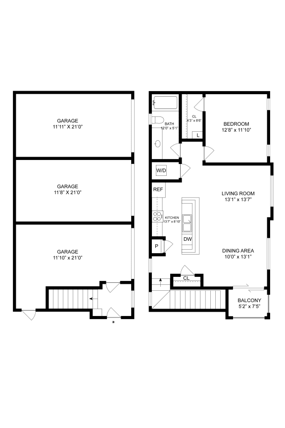 1 bedroom/1 bath floorplan at Zerzura Apartment Las Vegas Nevada