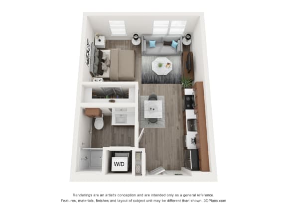 this is a 3d floor plan of a 1 bedroom apartment at the biltmore apartments