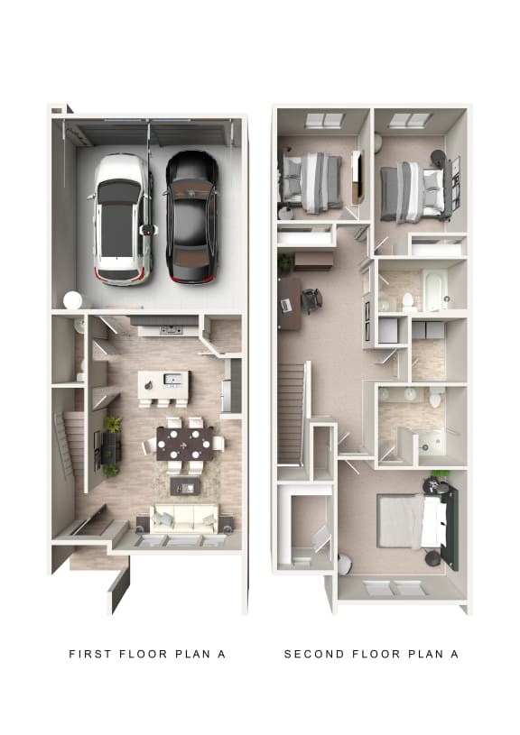 two images of the first floor plan of a 1 bedroom apartment
