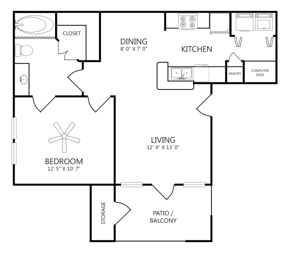 a floor plan of a house with a bedroom and a living room