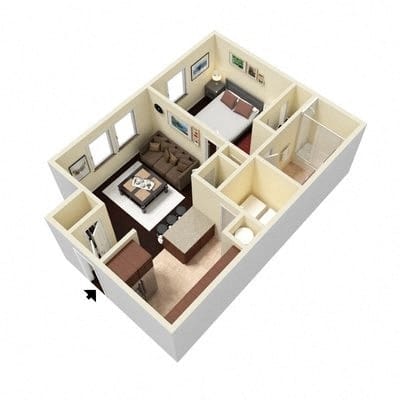 1 Bed - 1 Bath |464 sq ft-A1 floorplan