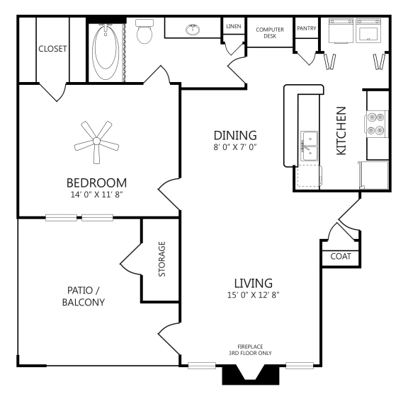 2D render of a floor plan