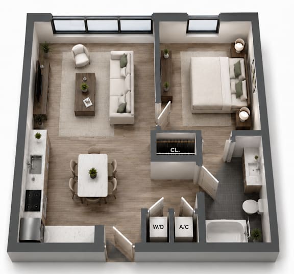 Floor Plan  A black and white image of a floor plan for a home.