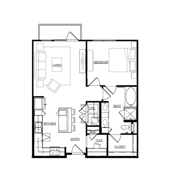 A black and white floor plan of a house with labeled rooms.