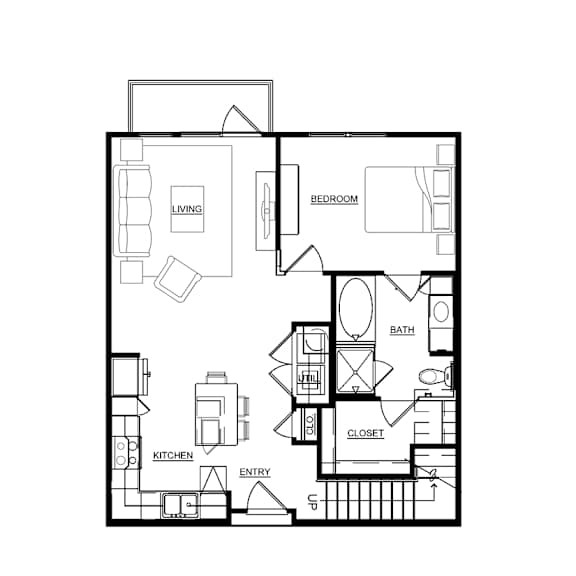 A black and white floor plan of a house with labeled rooms.