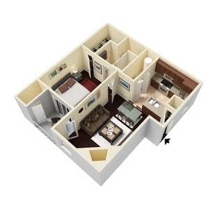1 Bed - 1 Bath |640 sq ft A4 floorplan