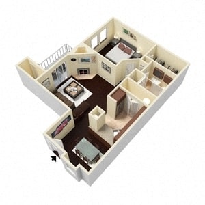1 Bed - 1 Bath |872 sq ft A6 floorplan