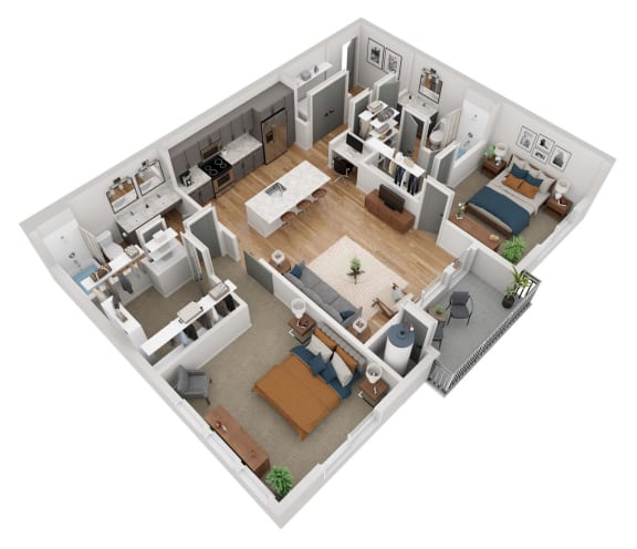 bedroom floor plan an in 3d