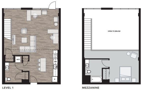 1 bed 2 bath floor plan D at Riverfront Everett, Washington