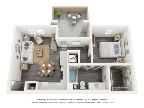 this is a 3d floor plan of a 1 bedroom apartment at the biltmore apartments