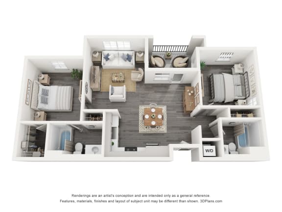 bedroom floor plan an open concept layout with a large closet and a balcony
