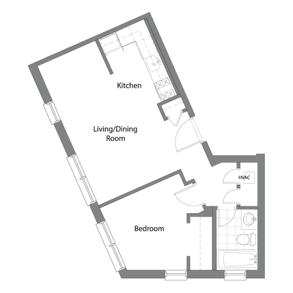 A black and white image of a house floor plan with labeled rooms.