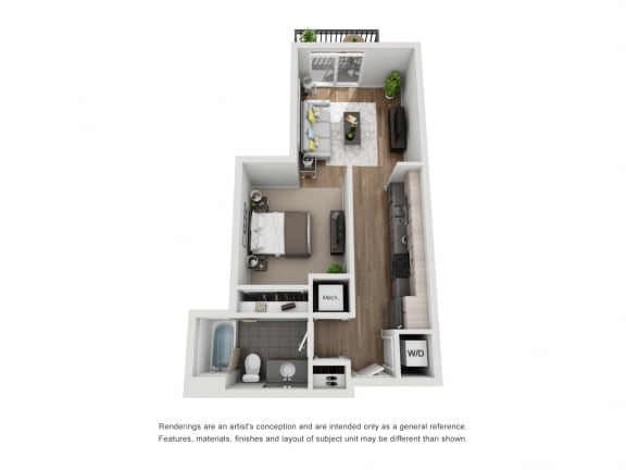 Belford, Studio / 1 ba, 595 sq. ft.