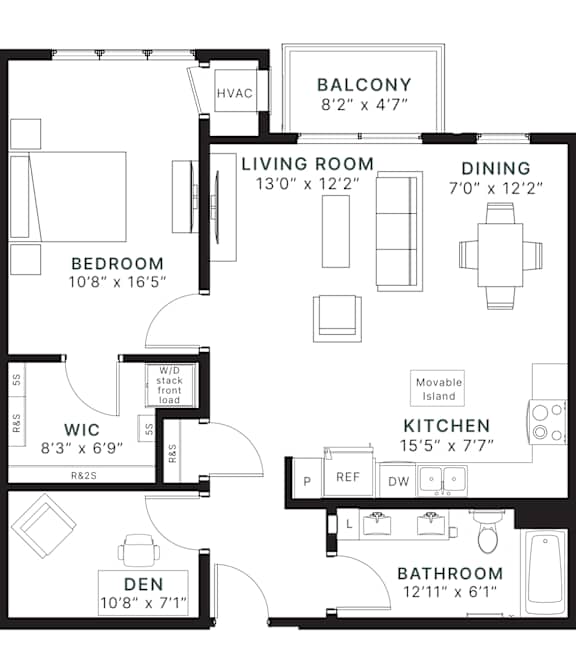 A black and white floor plan of a house with labeled rooms.