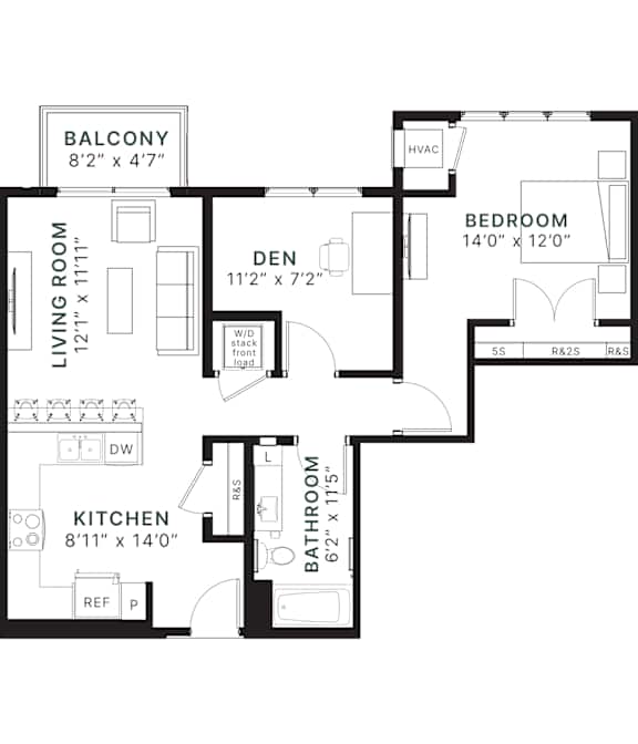 A black and white image of a house floor plan.