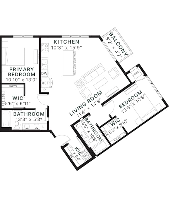 A black and white image of a floor plan for a house.