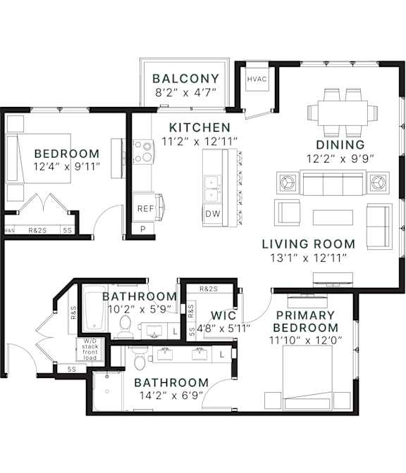 A black and white image of a house floor plan.