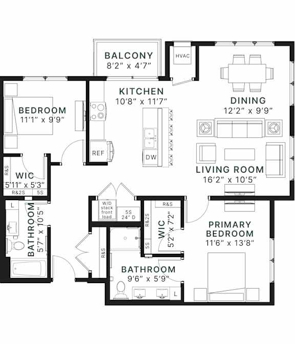 A black and white image of a house floor plan.