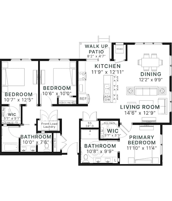 A black and white image of a house floor plan.