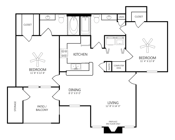 2D render of a floor plan