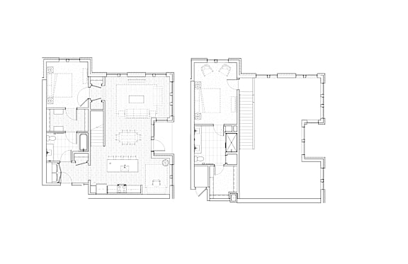 A black and white floor plan of a building.