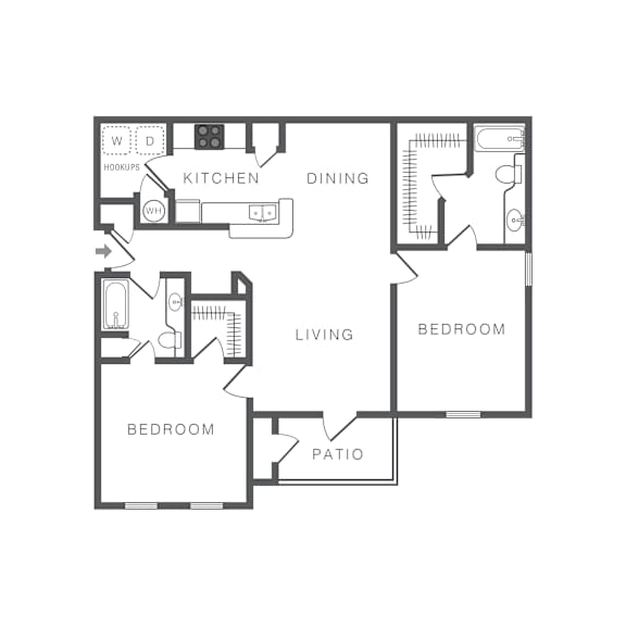 A black and white image of a house floor plan.