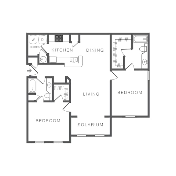 A black and white floor plan of a house with labeled rooms.