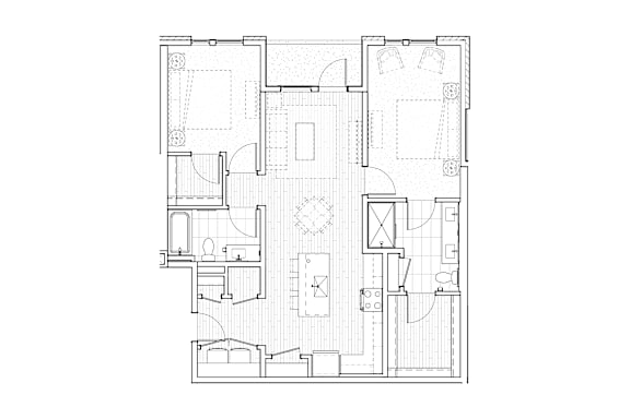 A black and white floor plan of a house with multiple rooms.