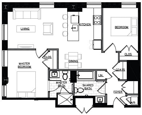 B4 2 bed 2 bath - 1,000 sq ft – 412, 512,612,712,812