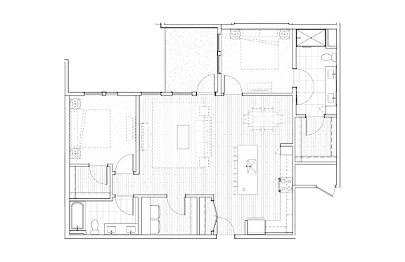 A black and white floor plan of a house with multiple rooms.