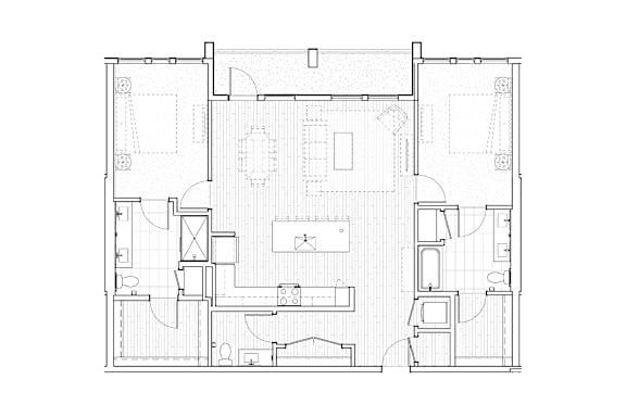 A black and white floor plan of a house with multiple rooms.