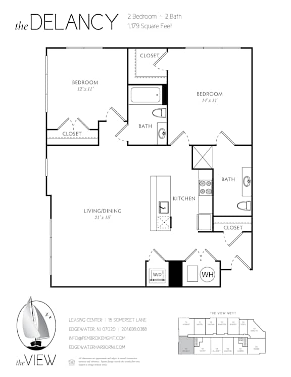 A black and white image of a floor plan for a property called The Delancy.