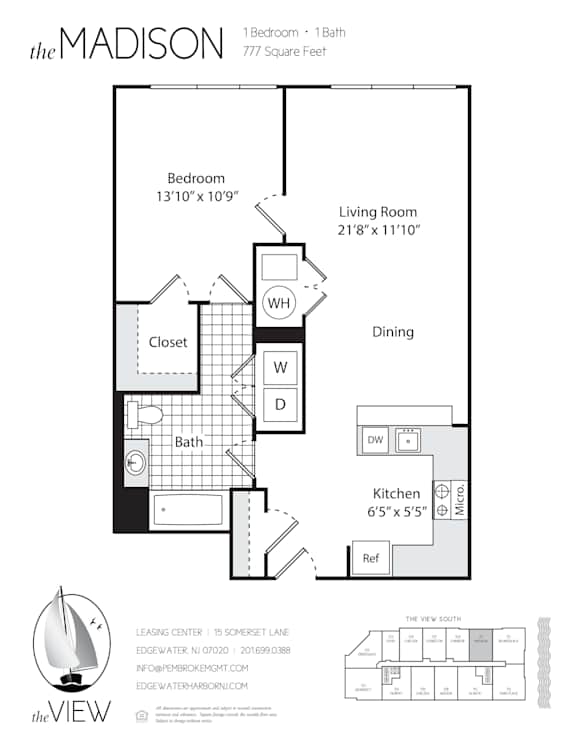A floor plan for an apartment at The View South in Edgewater, MN.