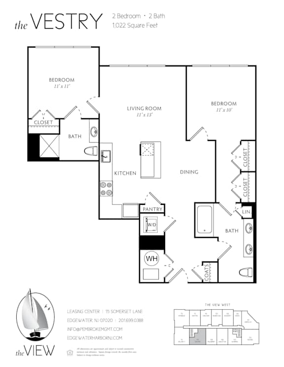 A black and white image of a floor plan for a property called The Vestry.