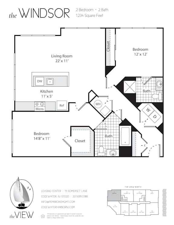 A black and white image of a floor plan for a property called the Windsor.