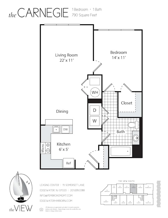 A black and white image of a floor plan for a property called The Carnegie.