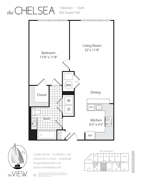 A floor plan for an apartment at the View South in Edgewater, MN.
