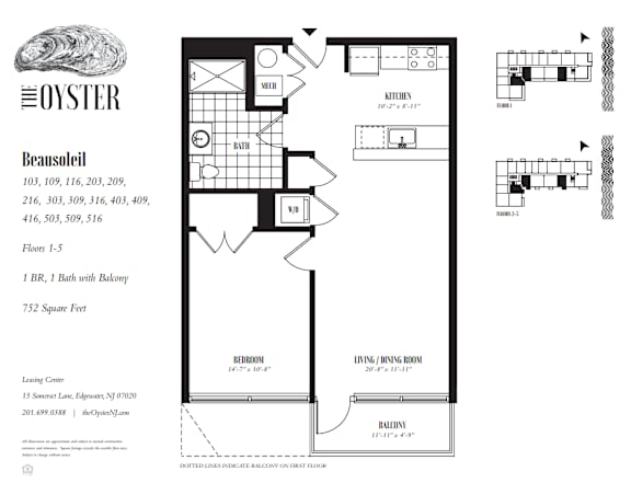 A floor plan for an apartment complex called Oyster, specifically for a unit named Beausoleil.